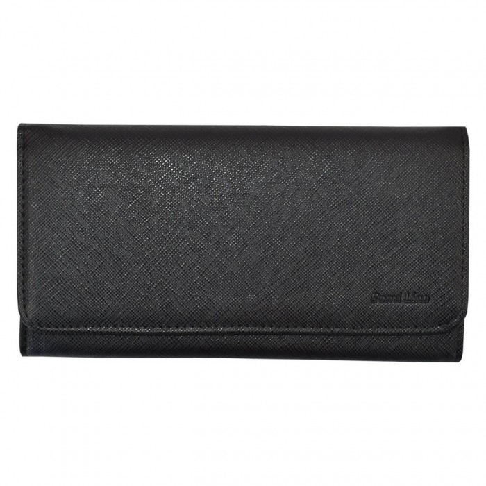 Женский кошелек Semi Line Black 3052 из искусственной кожи Saffiano, 5 слотов для карт, 3 отделения для денег
