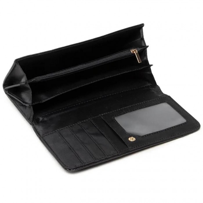 Женский кошелек Semi Line Black 3052 из искусственной кожи Saffiano, 5 слотов для карт, 3 отделения для денег