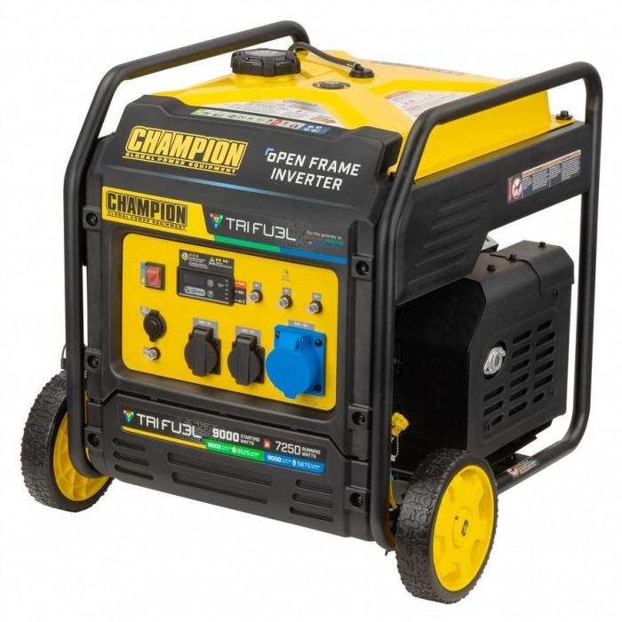 Генератор інверторний тритепливний 9 кВт Champion C9000BT TriFuel відкритого типу