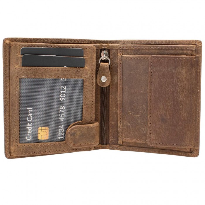 Чоловіче шкіряне портмоне Semi Line RFID Коричневе P8269-1 з захистом від сканування, 2 відділення для купюр, 4 картки
