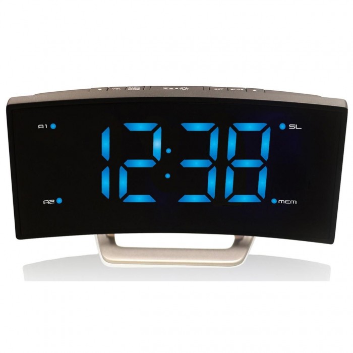Настольные часы с радио Technoline WT460 - цифровой FM-радиоприемник с будильником черный/серебристый LED