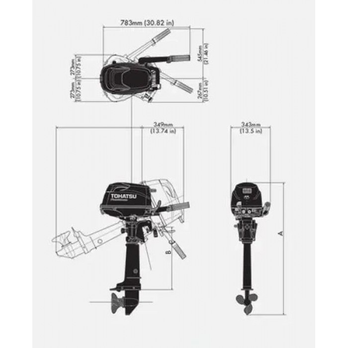Лодочный мотор Tohatsu Тохатсу MFS5D DS 5 л.с. 4 такта компактный тихий экономичный