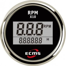 Цифровой тахометр со счетчиком моточасов ECMS PLT2-BS-240-33 черный 55мм 0-999999 об/мин оранжевая подсветка