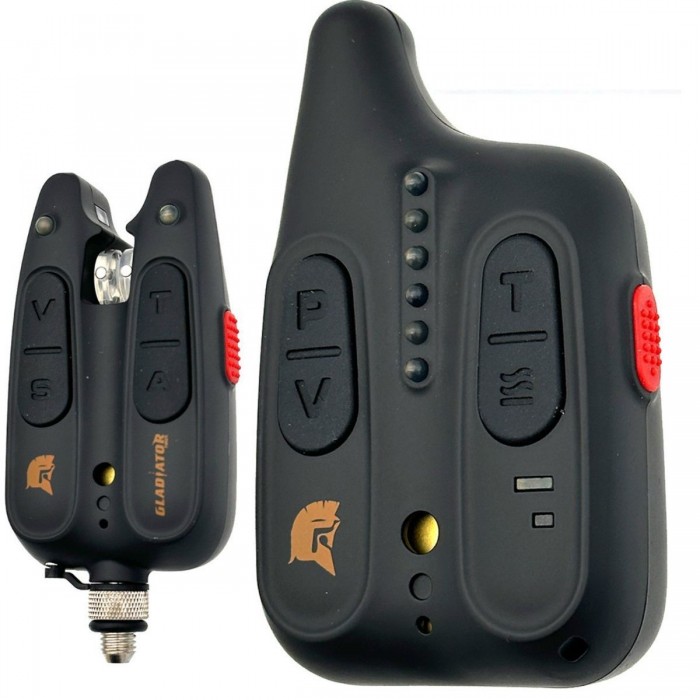 Набор сигнализаторов поклевки GLADIATOR RF1118 4+1 Black с пейджером LED-индикация радиус действия 150 м кейс