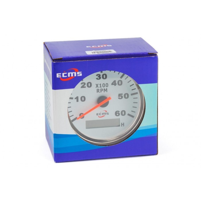 Тахометр с моточасами ECMS CMH3-WS-3K 85мм белый 901-00007 СЕРИЯ ЭКОНОМ для лодки и катера аналоговый