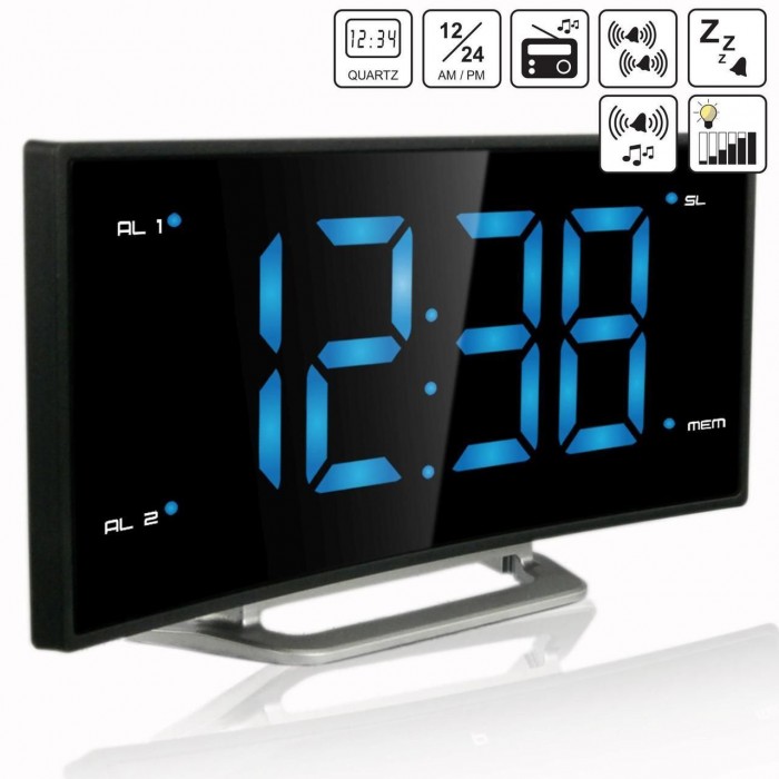Настольные часы с радио Technoline WT460 - цифровой FM-радиоприемник с будильником черный/серебристый LED