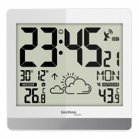 Настінні годинники Technoline WS8119 White з цифровим дисплеєм, погодною станцією, термометром та будильником, білі