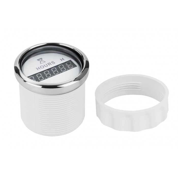 Цифровой счетчик моточасов судовой для лодки и катера I GAUGE 52MM белый LED дисплей хромированная рамка