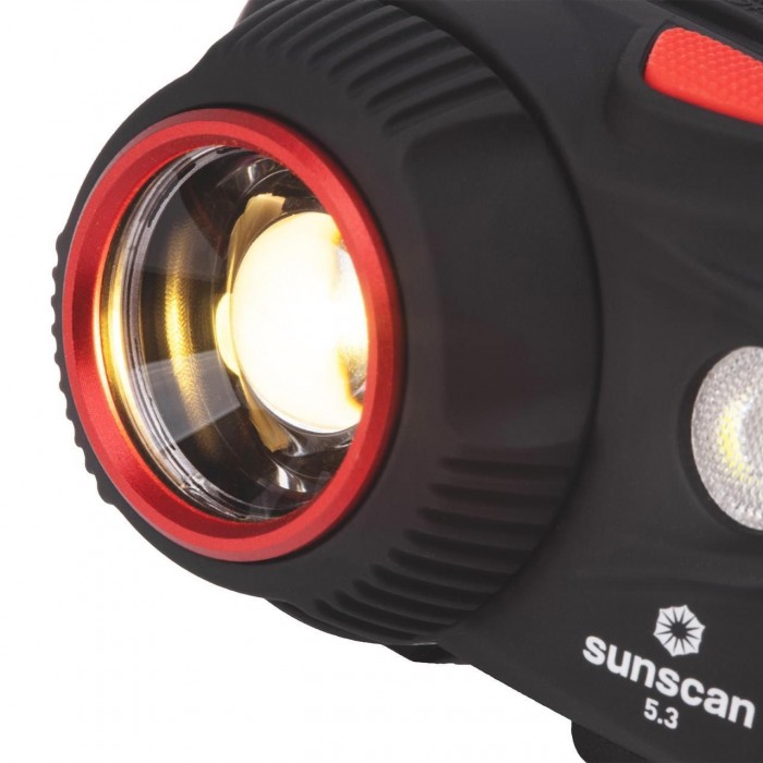 Налобний ліхтар Mactronic Sunscan 5.3 300 Лм 90 CRI З висувною лінзою Акумулятор 5 режимів IP64 Чорний