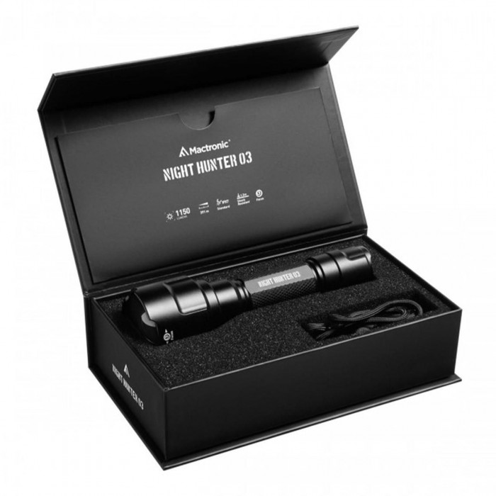 Тактичний ліхтар Mactronic Night Hunter 03 1150 Лм IPX7, фокусування 391 м, 5 режимів, чорний
