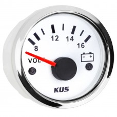 Вольтметр судовой для лодки и катера Wema Kus K-Y13100 аналоговый белый 12/24В подсветка красная/желтая