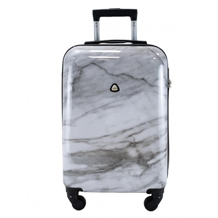 Чемодан Semi Line 20" S Білий Мрамор T5731-1 жорсткий на 4 колесах з кодовим замком для ручної поклажі 41 л