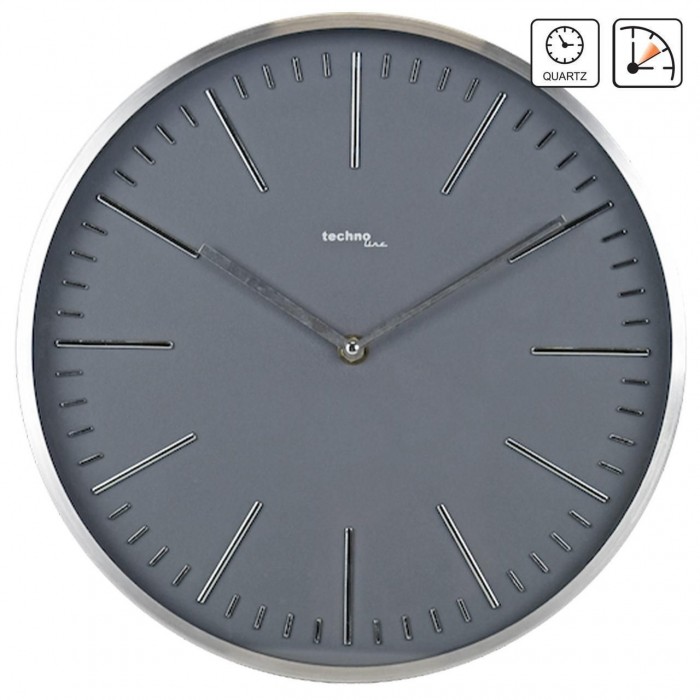Настенные часы Technoline WT7215 Grey кварцевые беззвучные 290 мм для кухни, спальни и офиса