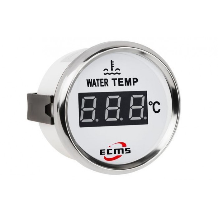 Цифровой датчик температуры воды ECMS PET2-WS-20-120 белый с оранжевой подсветкой диаметр 55 мм рабочее