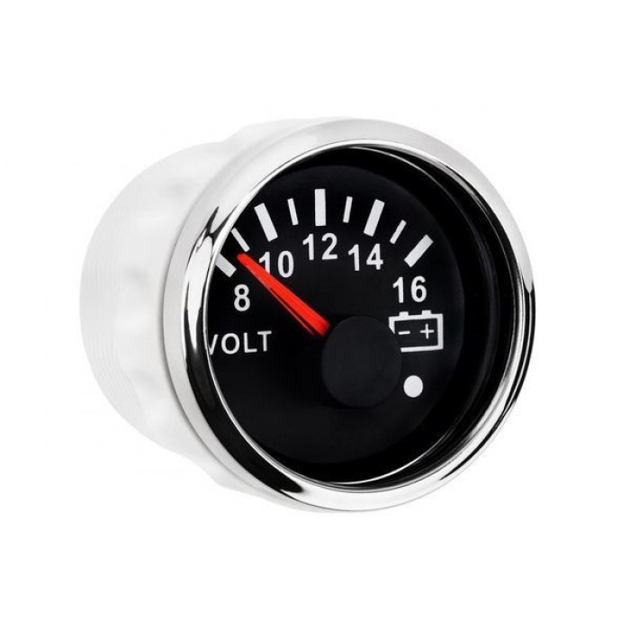 Вольтметр судновий для човна та катера I GAUGE 52MM з LED дисплеєм 8-16В чорний аналоговий