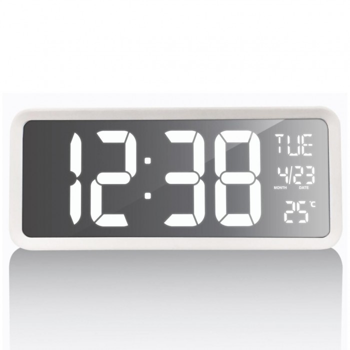 Настінні годинники Technoline WS8130 White з LED дисплеєм, термометром і календарем білі 340x130 мм