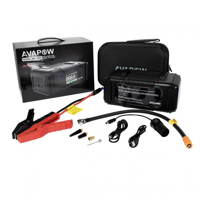 Пусковое устройство Jump Starter с компрессором для автомобилей AVAPOW AP6 (4000A) 74.0Wh 20000mAh 10 Бар