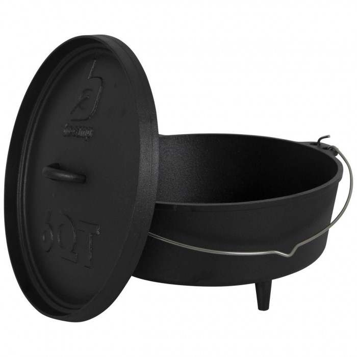 Казан с крышкой Bo-Camp Чугунный Dutch Oven 31 см/5 л черный для кемпинга и дома с ручкой и устойчивыми ножка