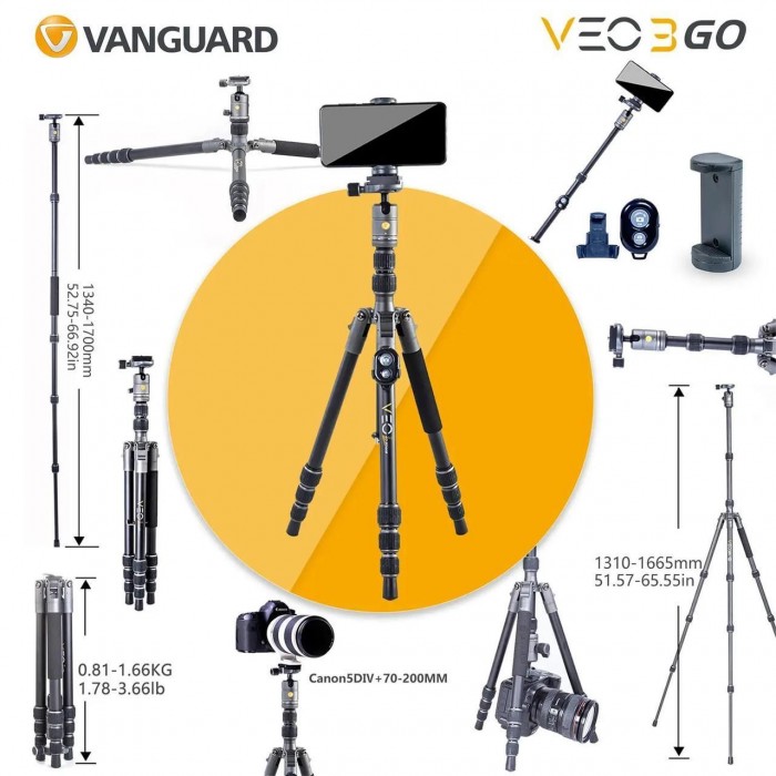 Штатив Вангард VEO 3GO 235CB карбоновый 5 секций до 4 кг максимальная высота 136 см монопод