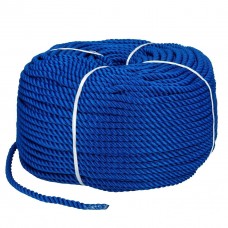 Мотузка Polyester 3 strand rope 12mm*200m blue для швартування човна та катера діаметр 12 мм довжина 200 м