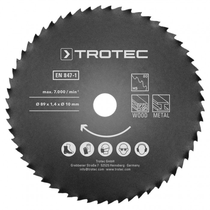 Набір дисків для пилки Trotec 1 HSS 89х10х1.4 HS60/HS80 Метал і дерево 2 шт 60/80 зубців