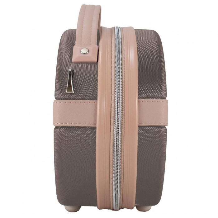 Бьюти-кейс Semi Line 5L Коричневый/Розовый Крем (T5673-1) для ручной клади из ABS-пластика с зеркалом и ремеш