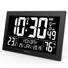 Настінні годинники Technoline WS8017 Black з підсвіткою, метеостанція, будильник, термометр і гігрометр