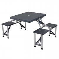 Стіл Bo-Camp Basic Grey 1404374 для кемпінгу на 4 місця з стільцями, сталевий каркас, навантаження до