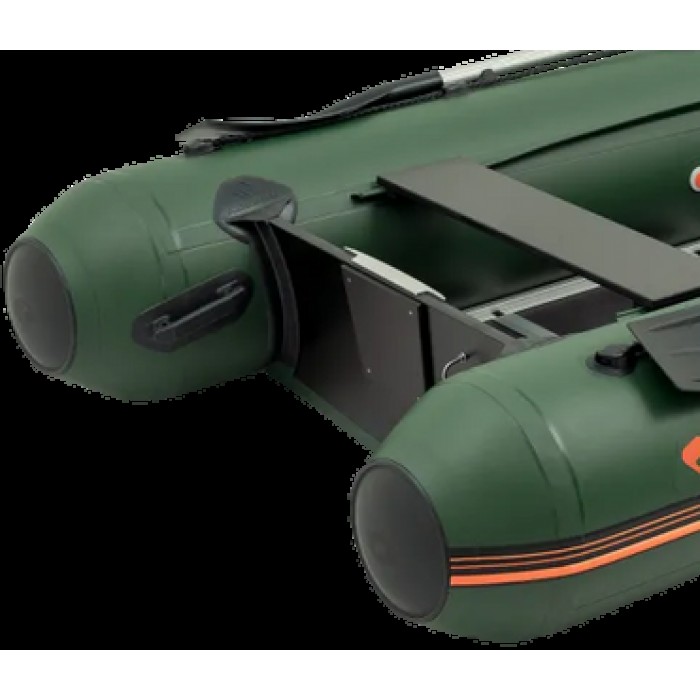 Колібрі КМ-360ДСЛ (Kolibri KM-360DSL) зелений моторний кільовий надувний човен + фанерний пайол