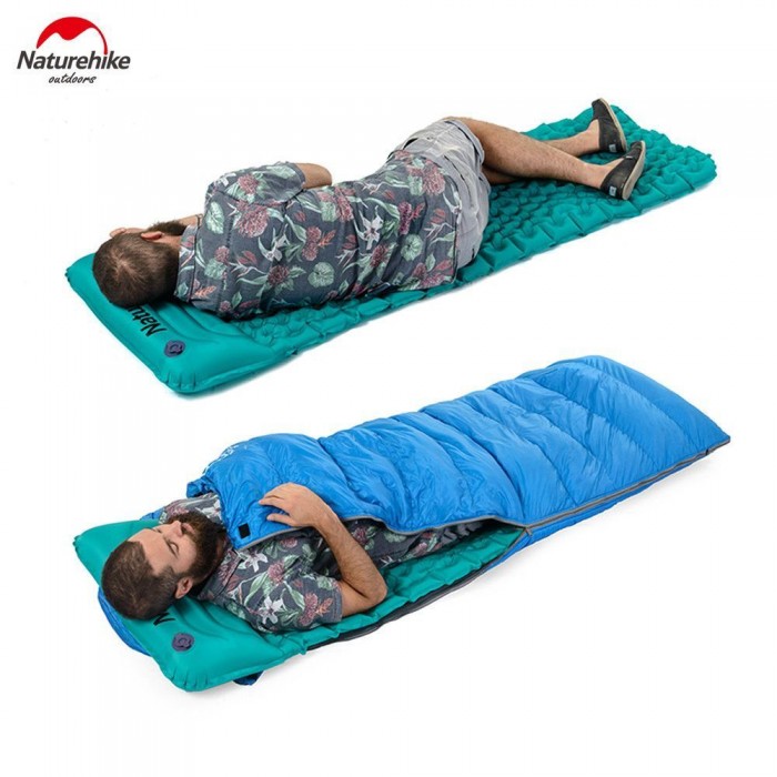 Одинарний надувний матрас з подушкою Nature Hike ULTRALIGHT TPU 185x54x3 см, вага 460 г, синій NH17T024-T blue