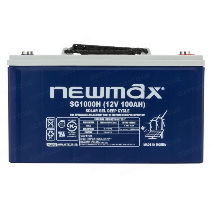 Аккумулятор гелевый Newmax Корея 100 Ah 12 V для лодочных электромоторов 100Ah SG1000H gel