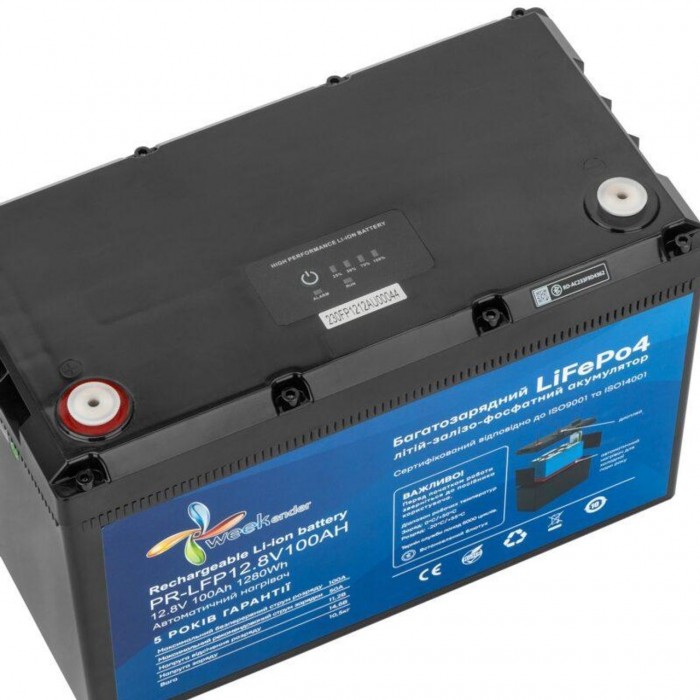 Литий ферумный аккумулятор с нагревателем и дисплеем Weekender PR-LFP 12.8 V 100 AH