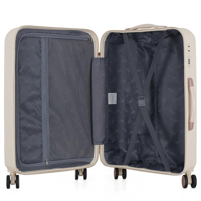 Чемодан Semi Line 24" (M) Ercu (T5791-2) - валіза на 4 колесах з ABS-пластика, кодовий замок, 68 л, бежевий