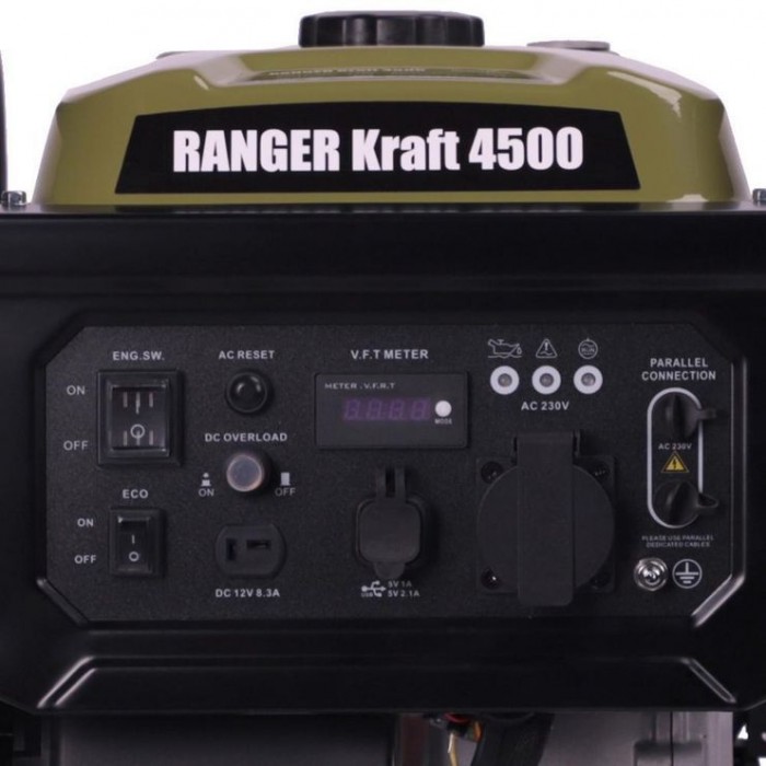 Бензиновий інверторний генератор Ренджер Tiger 4500 RA 7759 3.8 кВт ручний запуск 75 л бак шум 58-67 дБ