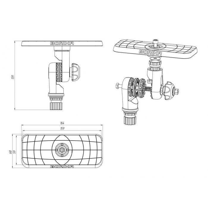 Поворотно-нахильна платформа для ехолота Борика FASTen SSt223 чорна для моніторів 7-9 дюймів для човнів і катерів