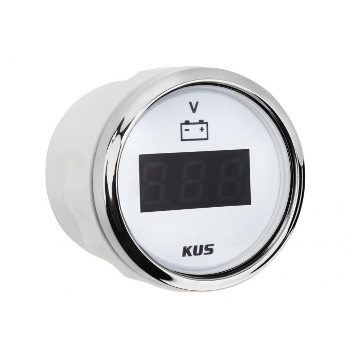 Вольтметр Wema Kus цифровой белый 52мм для лодки и катера K-Y23100 12V хромированный с желтой и красной
