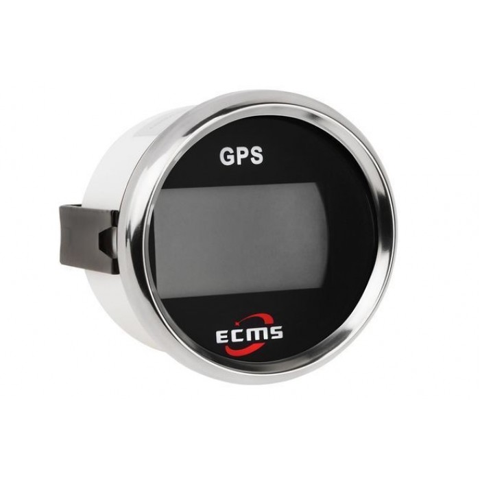 GPS спидометр судовой для лодки и катера ECMS PLG2-BS-GPS черный с оранжевой подсветкой 55 мм 9-32 V