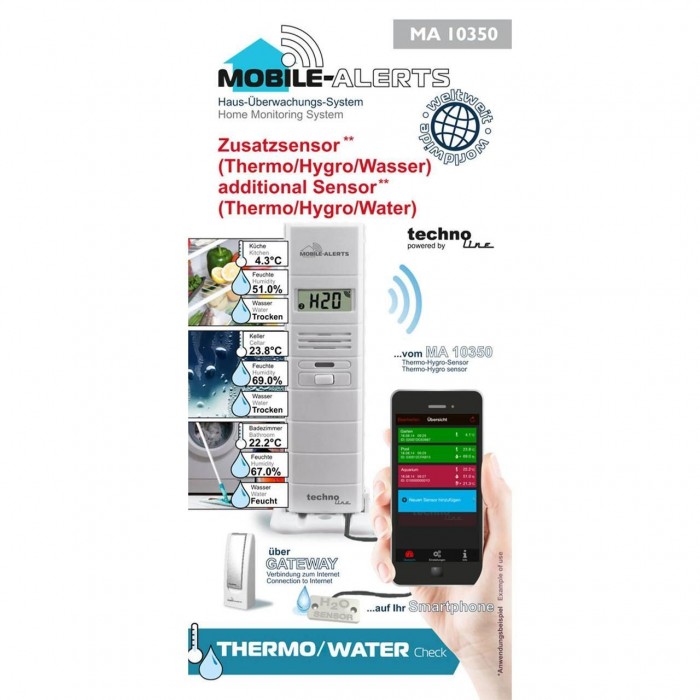 Датчик Technoline Mobile Alerts MA10350 термогигрометр с проводным сенсором затопления Wi-Fi белый