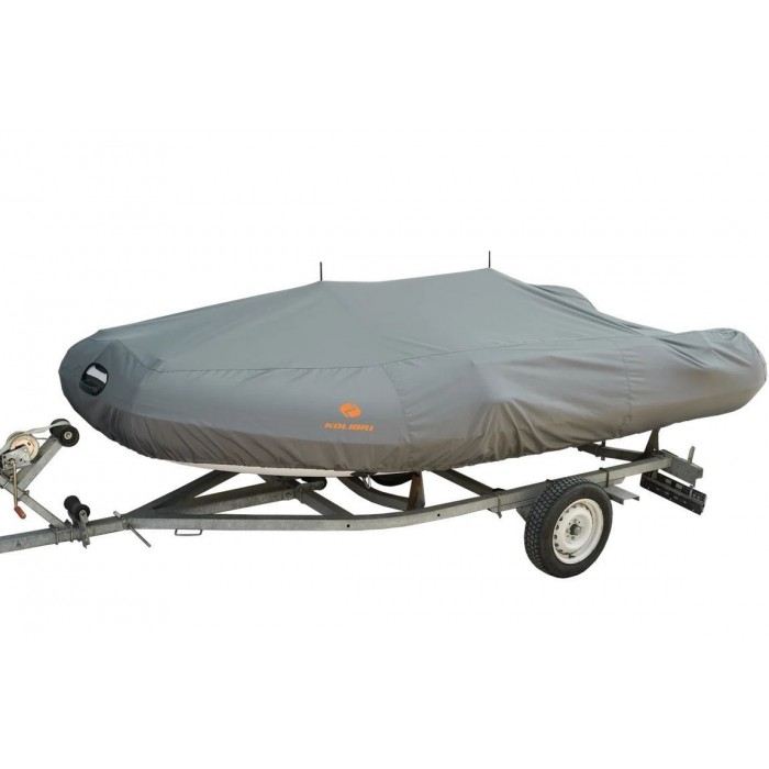 Тент транспортировочный для надувных ПВХ лодок Kolibri 410-450 см темно-серый водонепроницаемый с резиновыми