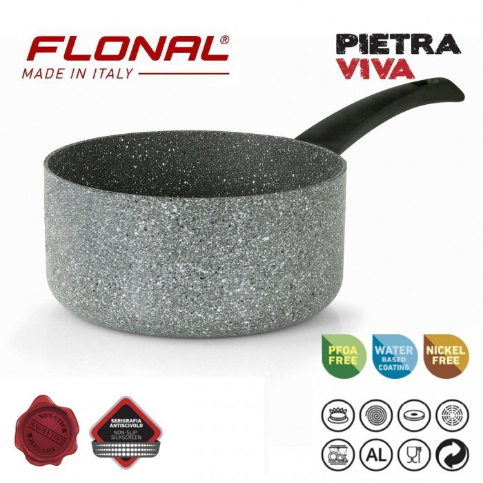 Ківш Flonal Pietra Viva 1.2 л PV8C11670 з антипригарним покриттям Magma-Tech сірий для газових плит та