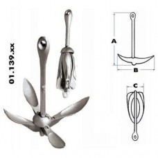 Якорь-кошка сталь горячего цинкования 4 кг Osculati складной для надувных лодок 470x380x110 мм