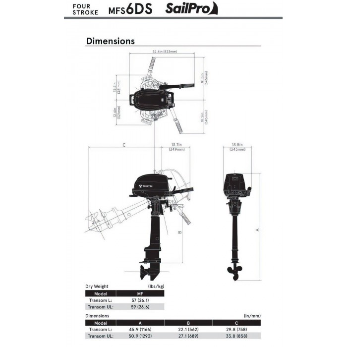 Човновий двигун Tohatsu MFS6D SUL Sail Pro