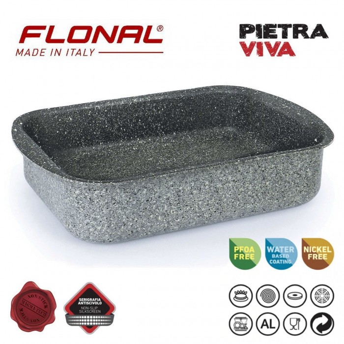 Форма для запекания Flonal Pietra Viva 31х23 PV8LS3170 с антипригарным покрытием Magma-Tech и противоскользящ