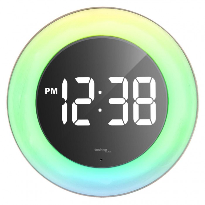 Настінні годинники Technoline WS8086 з LED дисплеєм та кольоровою підсвіткою, електронний механізм, білий