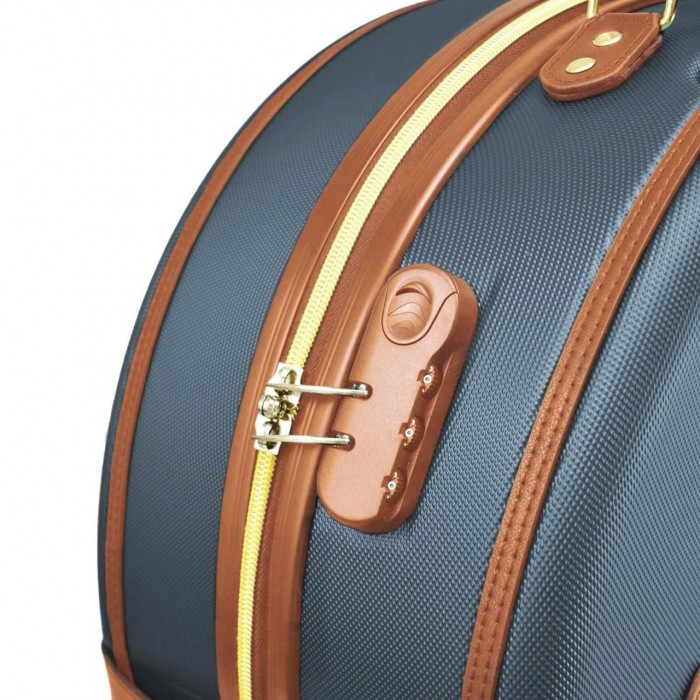 Валіза Semi Line 20" S Синя/Коричнева T5672-2 з круглими колесами, кодовим замком