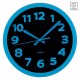 Настінні годинники Technoline WT7420 Blue чорні з блакитними цифрами та стрілками, кварцові, діаметр 225 мм