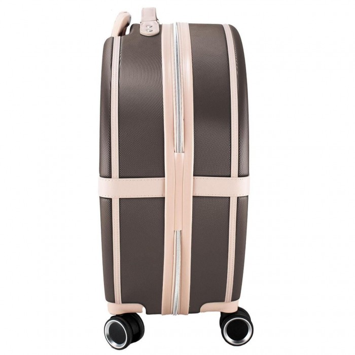 Чемодан Semi Line 24" M Коричневий/Рожевий Крем T5673-3 круглий ABS-пластик 49 л 4 колеса кодовий замок