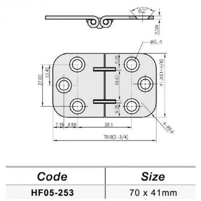 Петля судовая для лодки и катера Strap 70X41 мм HF05-253 новое состояние артикул HF05-253