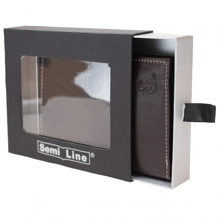 Мужское кожаное портмоне Semi Line RFID Коричневое P8266-1 с защитой от сканирования, 7 слотов для карт