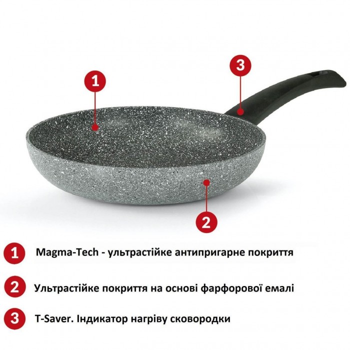 Сковорода Флонал Пьетра Вива 28 см PV8PS2870 з антипригарним покриттям Магма-Тек і індикатором температури